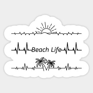 Beach Life, Sunshine, Palm Tree - Heartbeat Sticker